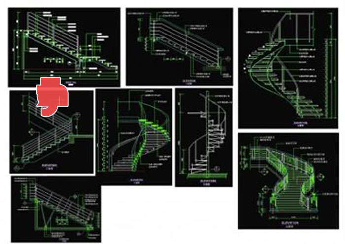Stairs Cad block and details Download 02